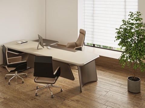  现代办公桌椅 班台桌椅  老板椅3d模型 