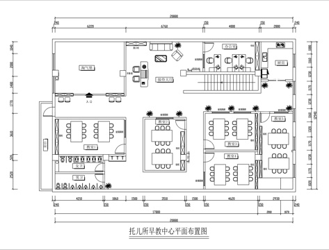  幼托 早教中心平面方案圖cad施工圖 