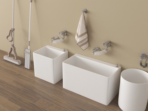  拖把池 拖布池 墩布池 拖布su模型 