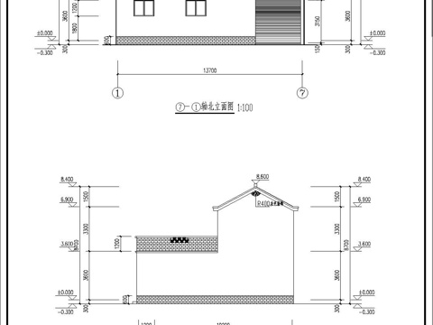  18X13.9米二層四合院自建別墅房cad施工圖 