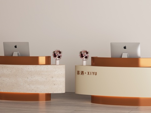  现代轻奢前台接待台3d模型 