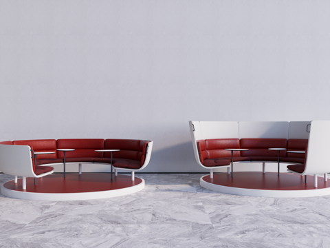  现代时尚圆形沙发卡座su模型 