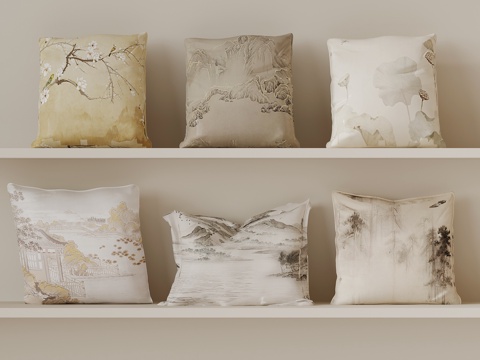  新中式抱枕su模型 