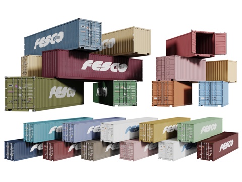  现代集装箱su模型 