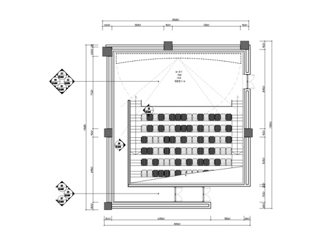  小型影廳平面圖cad施工圖 