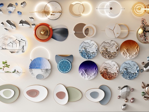 现代新中式墙饰挂件3d模型