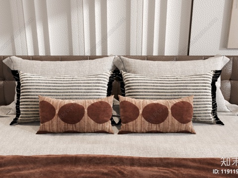  现代沙发抱枕床品su模型 