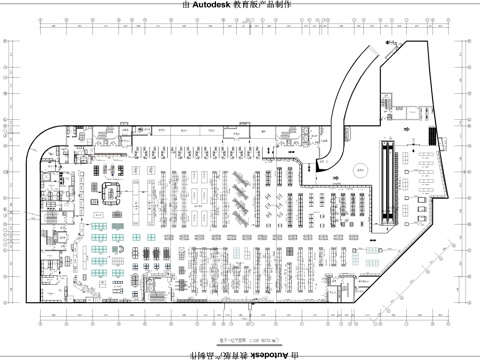  大型超市布局平面圖cad施工圖 