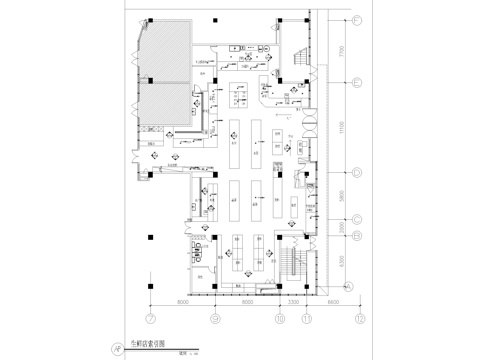  綜合樓生鮮店超市施工圖cad施工圖 
