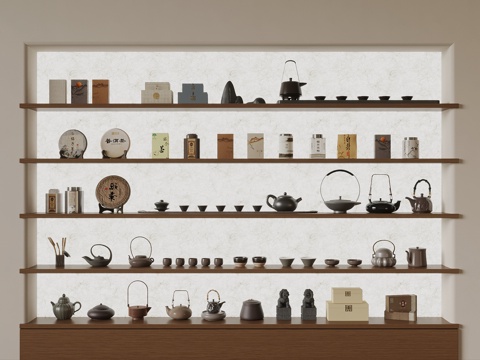  新中式茶具 茶叶 茶壶 茶杯su模型 