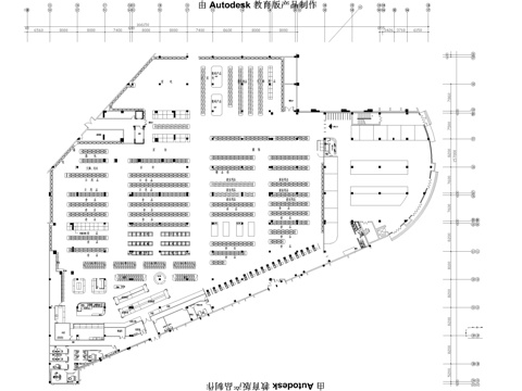  大型綜合超市平面圖cad施工圖 
