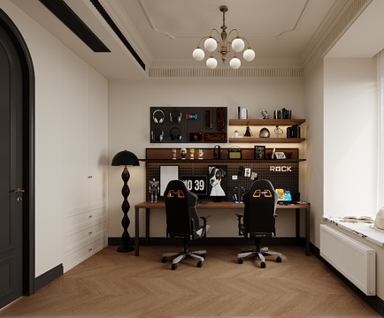  法式電競房3d模型 