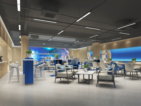  企业休息区 休闲区 交流区3d模型 