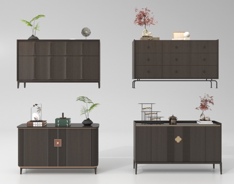  玄關(guān)柜 邊柜 鞋柜 花藝花瓶 擺件飾品3d模型 