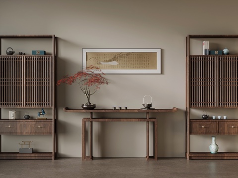  茶柜 新中式茶柜 茶室摆件3d模型 