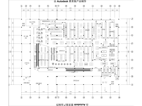  商業(yè)廣場超市平面圖cad施工圖 
