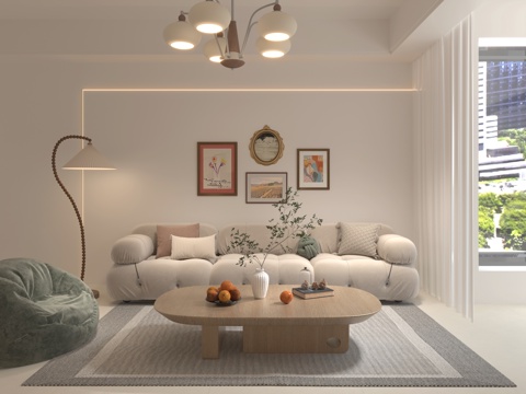  奶油原木風(fēng)3d模型 