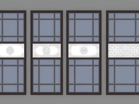  窗花板 中式花板 中式雕花su模型 