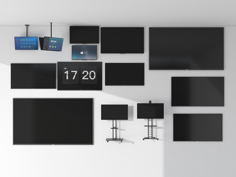  现代液晶电视 小米电视吊装电视 壁挂式电视 移动电视 大屏电3d模型 