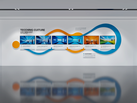  现代企业展厅文化墙 展厅展墙 文化宣传墙 主题形象展示墙su模型 