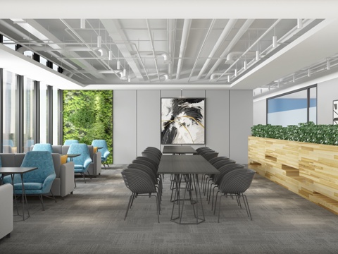  工业风休闲等候区 茶水间 茶吧 休息区3d模型 