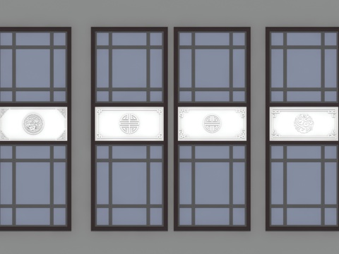  窗花板 中式花板 中式雕花su模型 