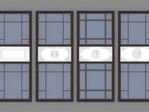  窗花板 中式花板 中式雕花su模型 