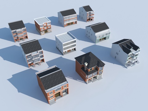  现代民房 农民房 自建房3d模型 