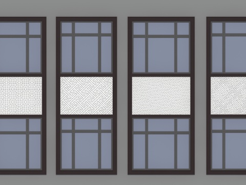  窗花板 中式花板 中式格栅 浮雕su模型 