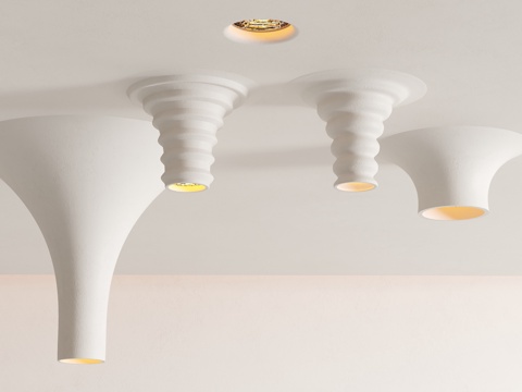  现代石膏灯 嵌入筒灯 异形石膏灯 奶油风石膏灯 宅寂风一体石su模型 