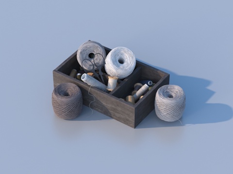  缝纫针线 毛线 绳子 线轴su模型 