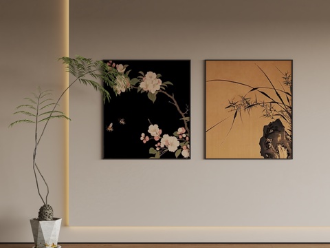  中古风挂画3d模型 