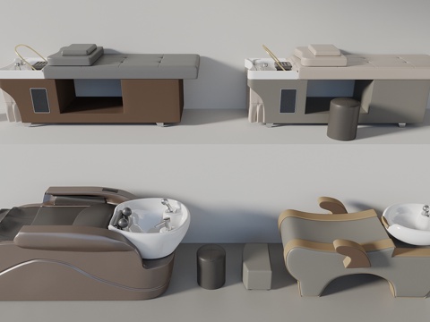  现代洗头床 理发店洗头床 按摩床3d模型 