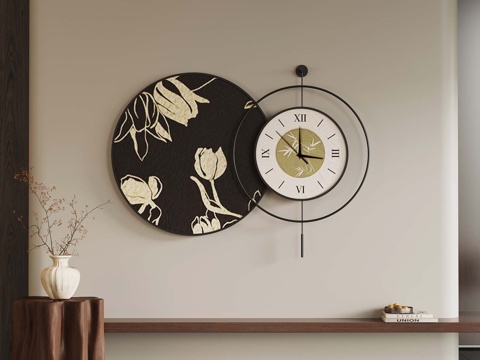  法式中古风挂钟su模型 