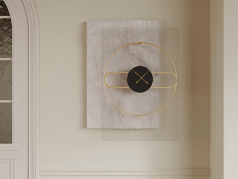  钟表 法式奶油风墙饰 钟表 挂饰su模型 