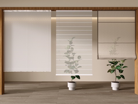 现代香格里拉帘 罗马帘 梦幻帘 百叶帘3d模型