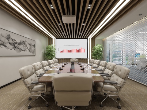  现代小型会议室公司会议室3d模型 