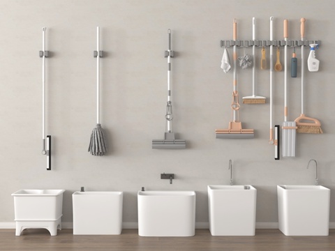  拖把池 拖布池 墩布池 拖把 拖布su模型 