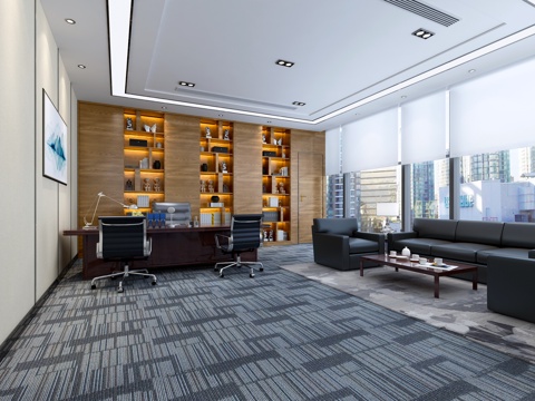  现代总经理办公室3d模型 