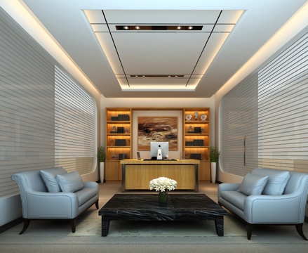  新中式办公室 家具经理办公室3d模型 