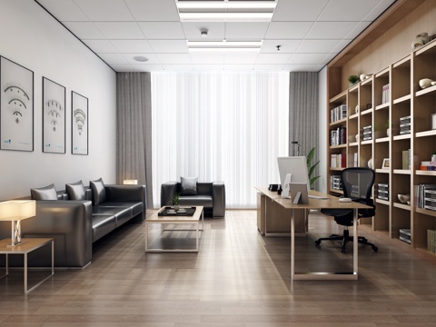  现代公司经理办公室3d模型 