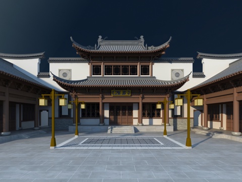  古建 寺庙 庙宇 中式建筑 东方美学 祠堂3d模型 