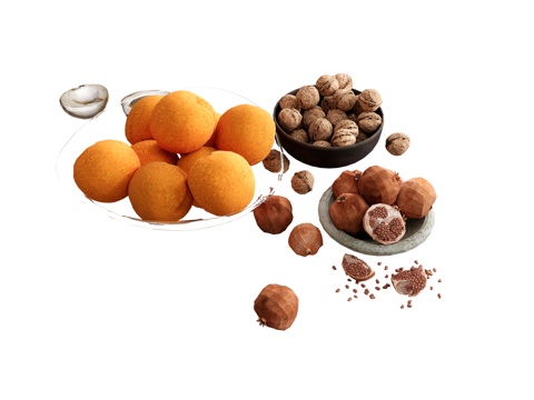  食物水果 橙子核桃石榴su模型 