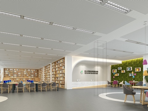  现代简约图书馆3d模型 