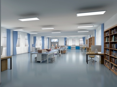  采编室 图书存放区 图书分类区 图书馆 书店3d模型 