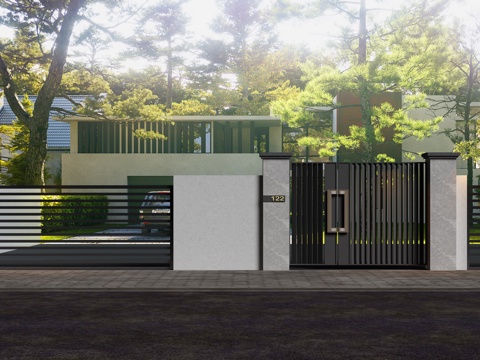  庭院 庭院圍墻3d模型 