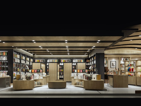  现代书店 图书馆3d模型 