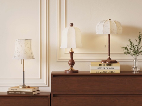  法式中古风台灯3d模型 