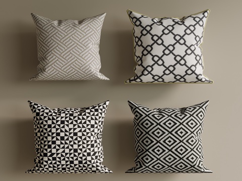  法式 美式 抱枕 沙发抱枕su模型 