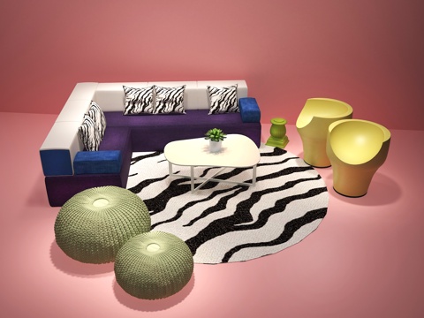  现代公司休息区 多人沙发 懒人沙发 单人休闲椅子 茶几3d模型 